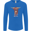 Highland Cattle Cow Scotland Scottish Mens Long Sleeve T-Shirt Royal Blue