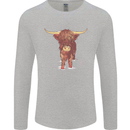Highland Cattle Cow Scotland Scottish Mens Long Sleeve T-Shirt Sports Grey