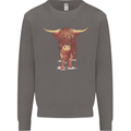 Highland Cattle Cow Scotland Scottish Mens Sweatshirt Jumper Charcoal