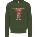 Highland Cattle Cow Scotland Scottish Mens Sweatshirt Jumper Forest Green
