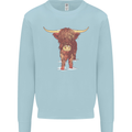 Highland Cattle Cow Scotland Scottish Mens Sweatshirt Jumper Light Blue