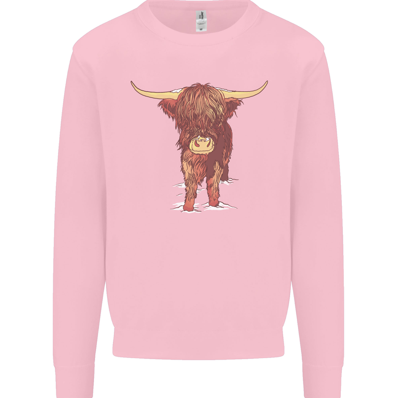 Highland Cattle Cow Scotland Scottish Mens Sweatshirt Jumper Light Pink