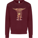 Highland Cattle Cow Scotland Scottish Mens Sweatshirt Jumper Maroon