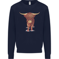 Highland Cattle Cow Scotland Scottish Mens Sweatshirt Jumper Navy Blue