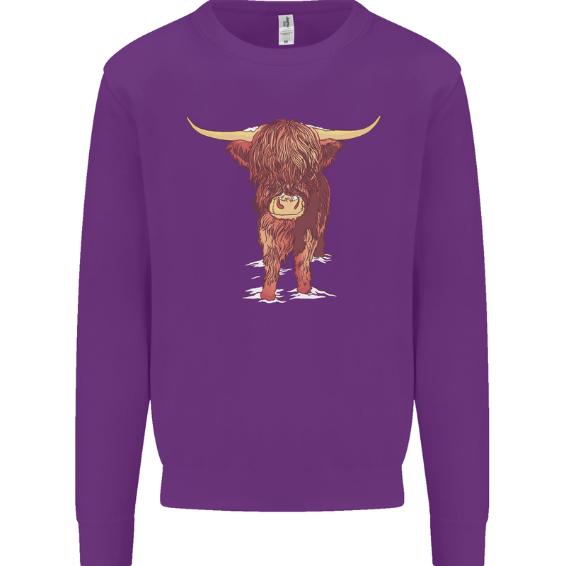 Highland Cattle Cow Scotland Scottish Mens Sweatshirt Jumper Purple