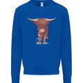 Highland Cattle Cow Scotland Scottish Mens Sweatshirt Jumper Royal Blue