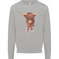 Highland Cattle Cow Scotland Scottish Mens Sweatshirt Jumper Sports Grey