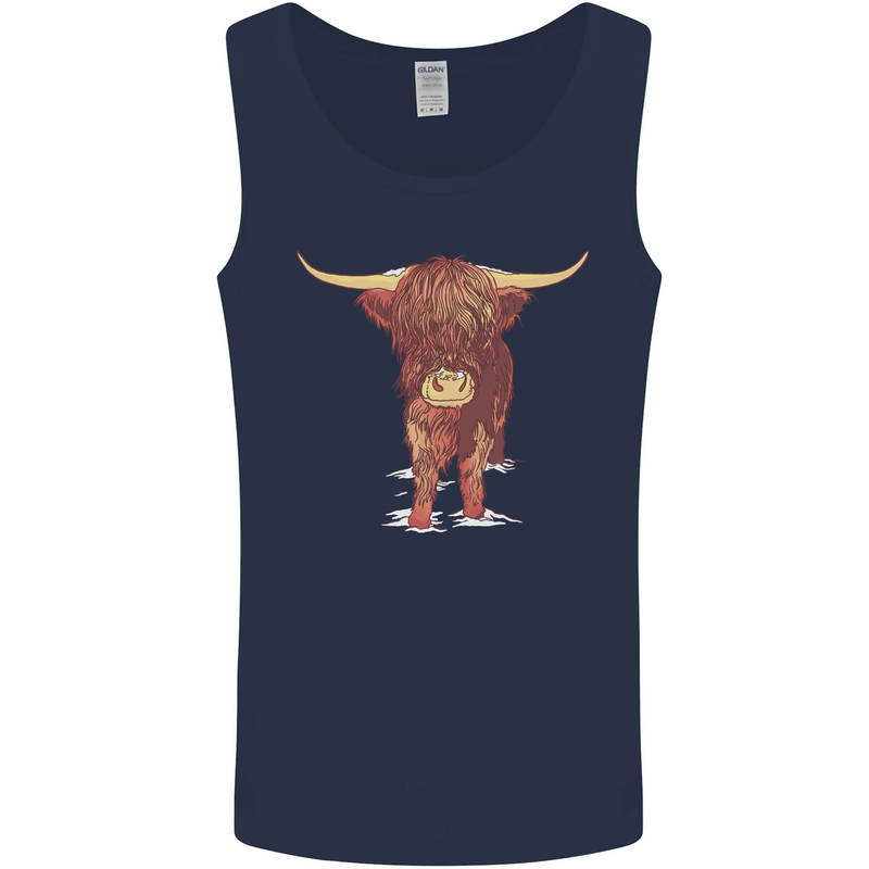 Highland Cattle Cow Scotland Scottish Mens Vest Tank Top Navy Blue