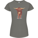 Highland Cattle Cow Scotland Scottish Womens Petite Cut T-Shirt Charcoal