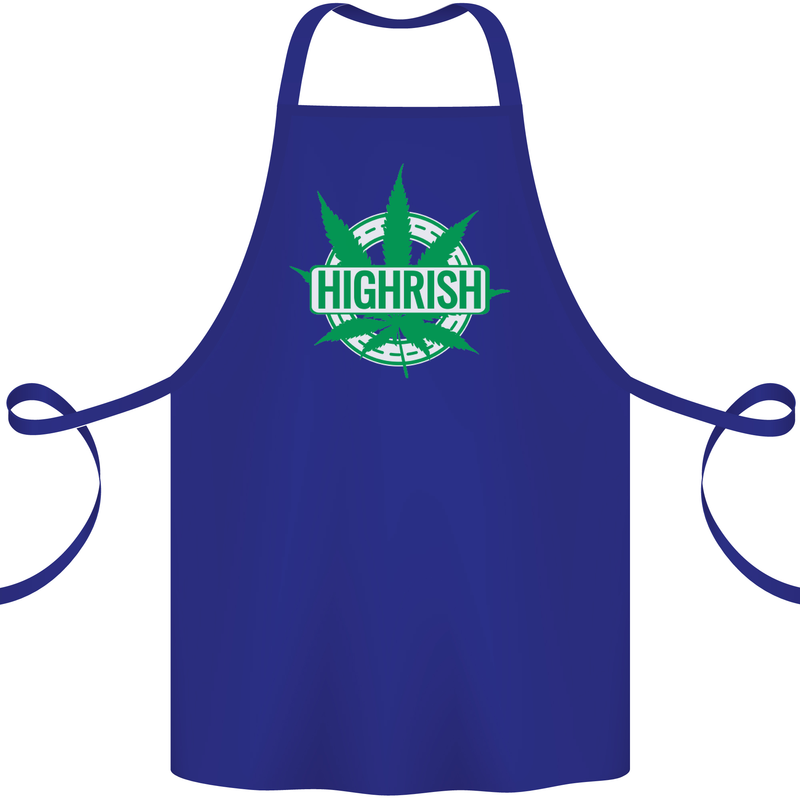 Highrish St. Patrick's Day Weed Drugs Funny Cotton Apron 100% Organic Royal Blue