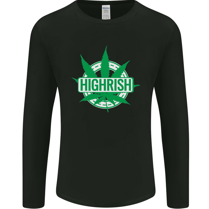 Highrish St. Patrick's Day Weed Drugs Funny Mens Long Sleeve T-Shirt Black