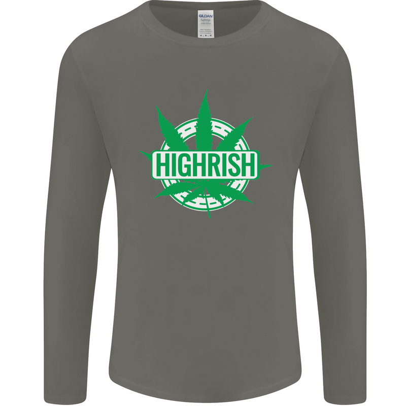 Highrish St. Patrick's Day Weed Drugs Funny Mens Long Sleeve T-Shirt Charcoal