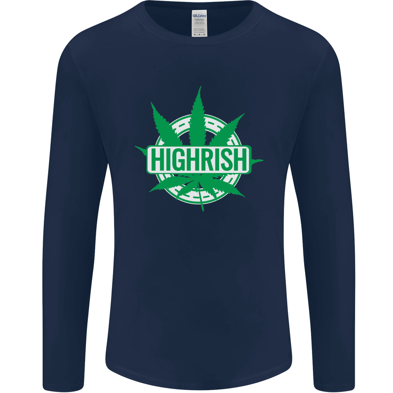 Highrish St. Patrick's Day Weed Drugs Funny Mens Long Sleeve T-Shirt Navy Blue