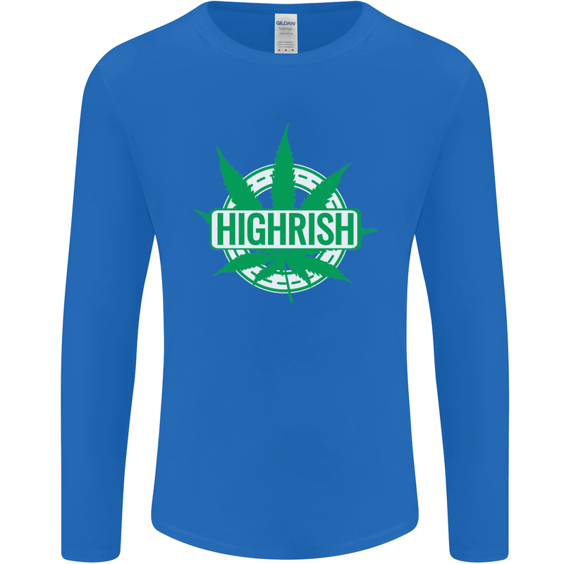 Highrish St. Patrick's Day Weed Drugs Funny Mens Long Sleeve T-Shirt Royal Blue