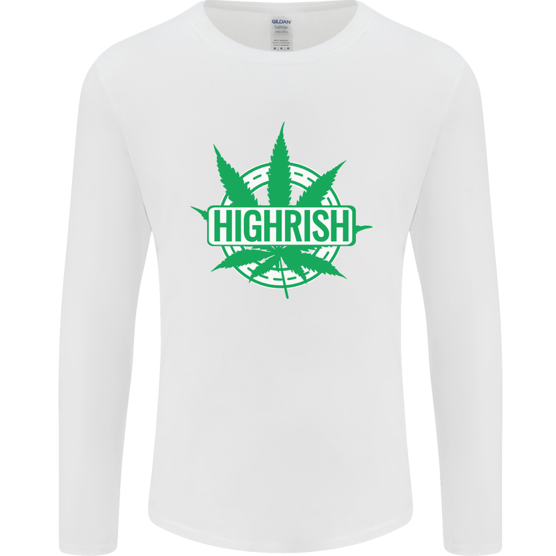 Highrish St. Patrick's Day Weed Drugs Funny Mens Long Sleeve T-Shirt White
