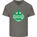Highrish St. Patrick's Day Weed Drugs Funny Mens V-Neck Cotton T-Shirt Charcoal