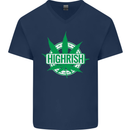 Highrish St. Patrick's Day Weed Drugs Funny Mens V-Neck Cotton T-Shirt Navy Blue