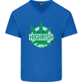 Highrish St. Patrick's Day Weed Drugs Funny Mens V-Neck Cotton T-Shirt Royal Blue