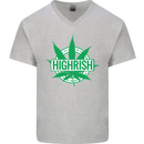 Highrish St. Patrick's Day Weed Drugs Funny Mens V-Neck Cotton T-Shirt Sports Grey