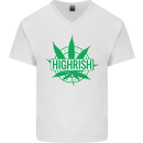Highrish St. Patrick's Day Weed Drugs Funny Mens V-Neck Cotton T-Shirt White