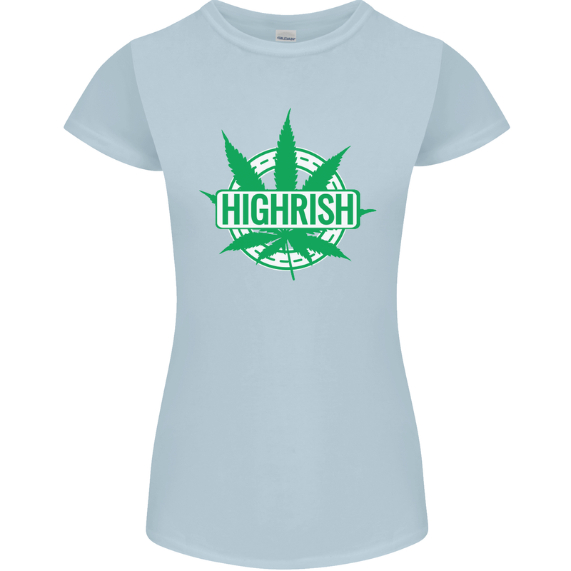 Highrish St. Patrick's Day Weed Drugs Funny Womens Petite Cut T-Shirt Light Blue