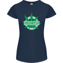 Highrish St. Patrick's Day Weed Drugs Funny Womens Petite Cut T-Shirt Navy Blue