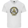 Highway Wheels Motocross Motorcycle Mens V-Neck Cotton T-Shirt White