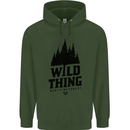 Hiking Wild Thing Camping Rambling Outdoors Childrens Kids Hoodie Forest Green