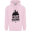 Hiking Wild Thing Camping Rambling Outdoors Childrens Kids Hoodie Light Pink
