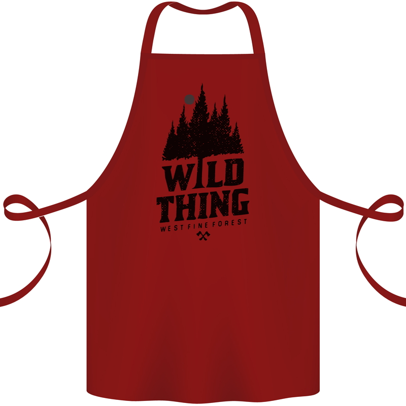 Hiking Wild Thing Camping Rambling Outdoors Cotton Apron 100% Organic Maroon