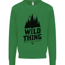 Hiking Wild Thing Camping Rambling Outdoors Kids Sweatshirt Jumper Irish Green