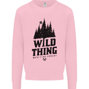 Hiking Wild Thing Camping Rambling Outdoors Kids Sweatshirt Jumper Light Pink