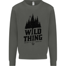 Hiking Wild Thing Camping Rambling Outdoors Kids Sweatshirt Jumper Storm Grey