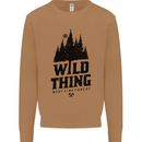 Hiking Wild Thing Camping Rambling Outdoors Mens Sweatshirt Jumper Caramel Latte