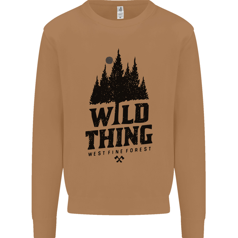Hiking Wild Thing Camping Rambling Outdoors Mens Sweatshirt Jumper Caramel Latte