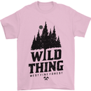 Hiking Wild Thing Camping Rambling Outdoors Mens T-Shirt Cotton Gildan Light Pink