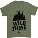 Hiking Wild Thing Camping Rambling Outdoors Mens T-Shirt Cotton Gildan Military Green