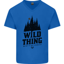 Hiking Wild Thing Camping Rambling Outdoors Mens V-Neck Cotton T-Shirt Royal Blue