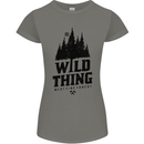 Hiking Wild Thing Camping Rambling Outdoors Womens Petite Cut T-Shirt Charcoal