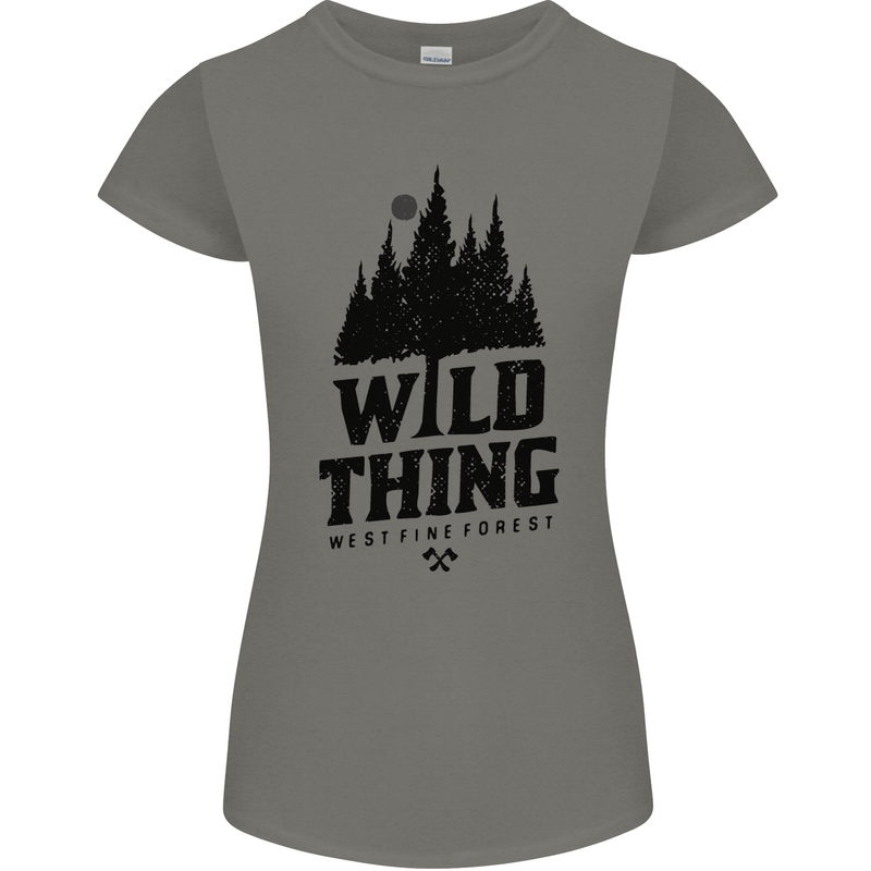 Hiking Wild Thing Camping Rambling Outdoors Womens Petite Cut T-Shirt Charcoal