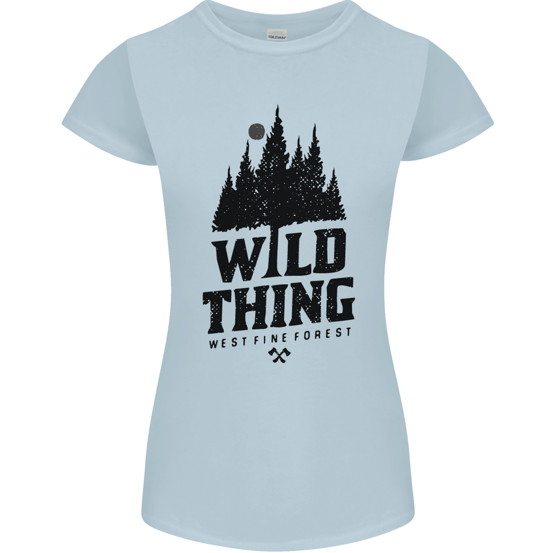 Hiking Wild Thing Camping Rambling Outdoors Womens Petite Cut T-Shirt Light Blue