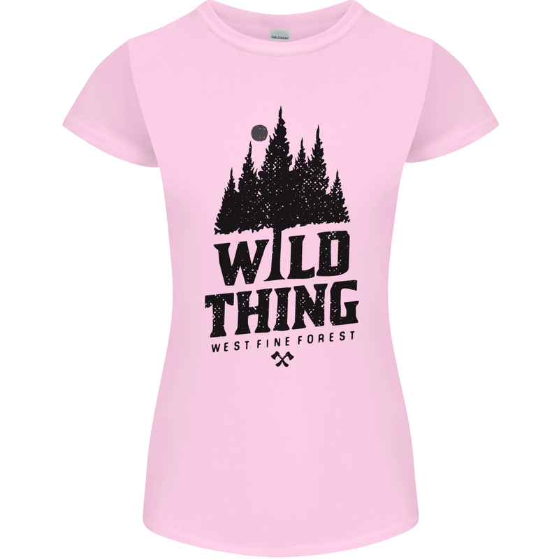 Hiking Wild Thing Camping Rambling Outdoors Womens Petite Cut T-Shirt Light Pink