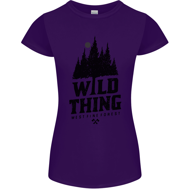 Hiking Wild Thing Camping Rambling Outdoors Womens Petite Cut T-Shirt Purple