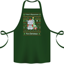 Hippo Christmas Funny Hippopotamus Cotton Apron 100% Organic Forest Green