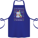 Hippo Christmas Funny Hippopotamus Cotton Apron 100% Organic Royal Blue