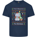 Hippo Christmas Funny Hippopotamus Kids T-Shirt Childrens Navy Blue
