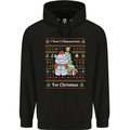Hippo Christmas Funny Hippopotamus Mens 80% Cotton Hoodie Black