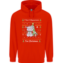 Hippo Christmas Funny Hippopotamus Mens 80% Cotton Hoodie Bright Red