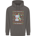 Hippo Christmas Funny Hippopotamus Mens 80% Cotton Hoodie Charcoal