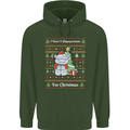 Hippo Christmas Funny Hippopotamus Mens 80% Cotton Hoodie Forest Green